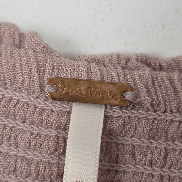 Free People Dress Womens Large Mauve Boho Maxi Lace Crochet Ruffle Smocked - Picture 10 of 14